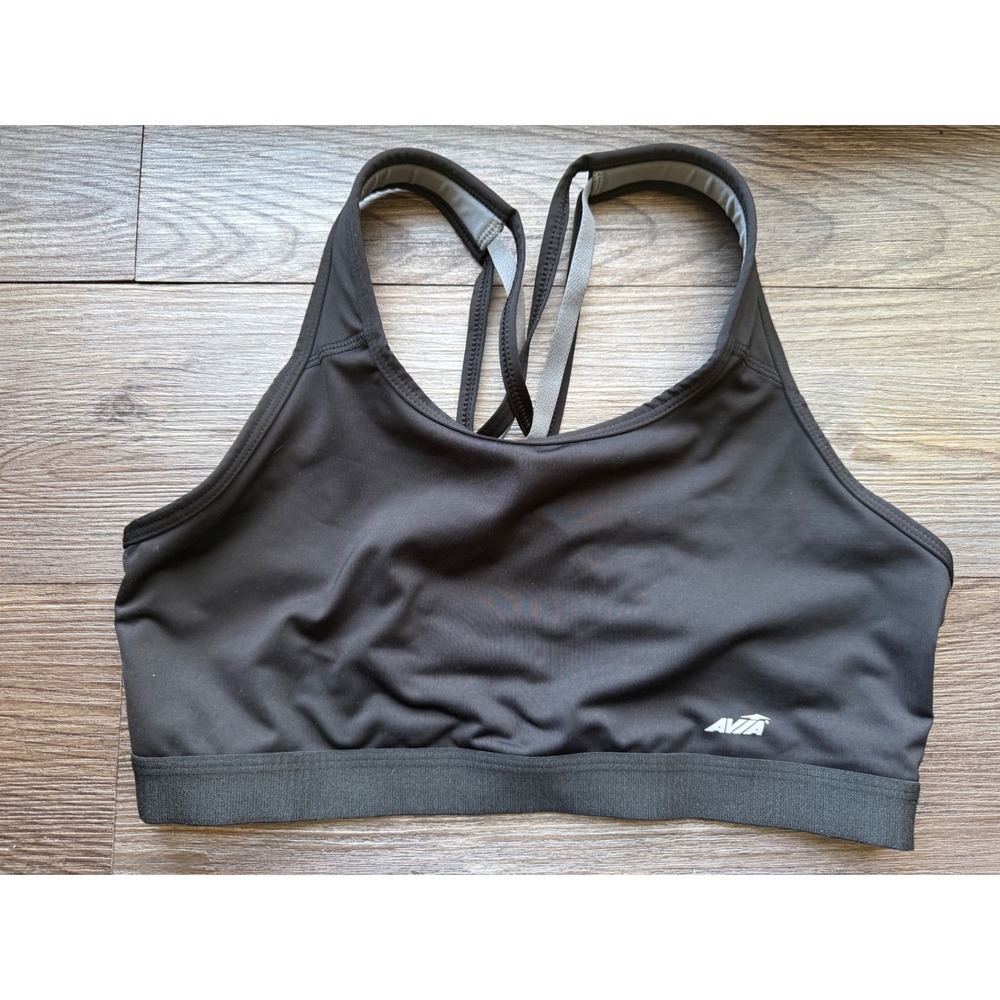 Avia Womens Black Strappy Crisscross Back Sports Bra XL AVV13
